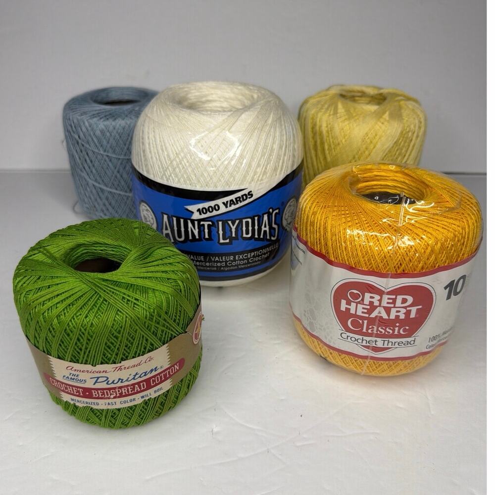 5 Spools CROCHET THREAD Aunt Lydia's Red Hart Cotton Craft Tatting Lace Gift